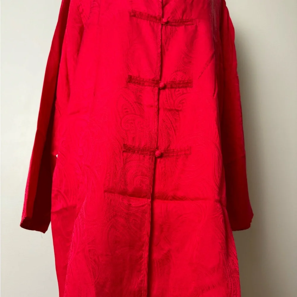 Victoria Secret gold label vintage 100% silk red pajama dress/ robe size medium - Picture 5 of 13